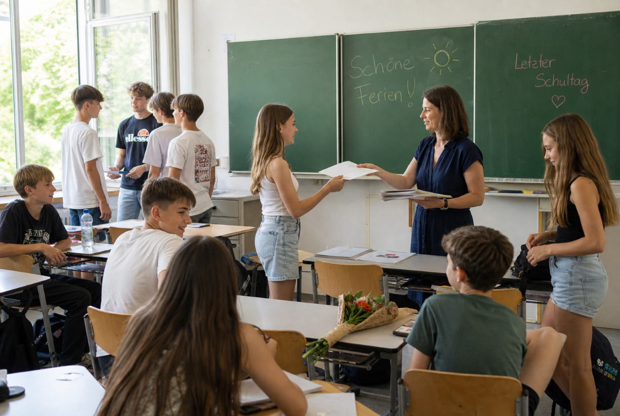 Zeugnisverteilung an einer österreichischen Schule